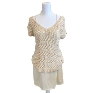 cream slip dress and Tex by Max Azria knitted cover up two piece set (S)